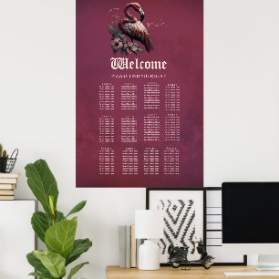 Póster La elegancia tropical, el flamingo en el crepúscul