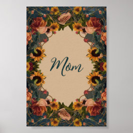 Póster La elegante cosecha de girasol de la madre