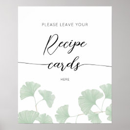 Póster La Elegante Hoja De Verdor Deja Su Tarjeta De Rece