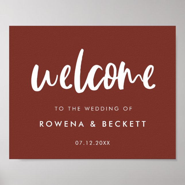 Póster La elegante y moderna bienvenida terracota Boda (Frente)