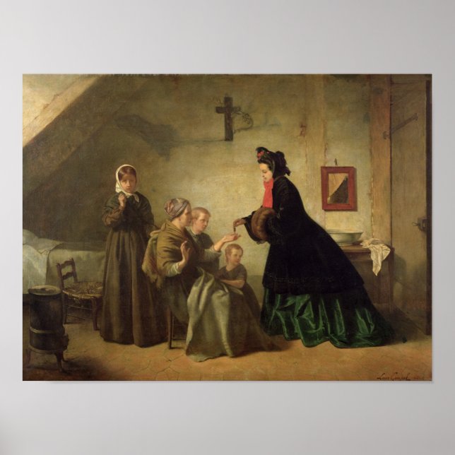 Póster La Emperatriz Eugenie visitando a los desafortunad (Frente)