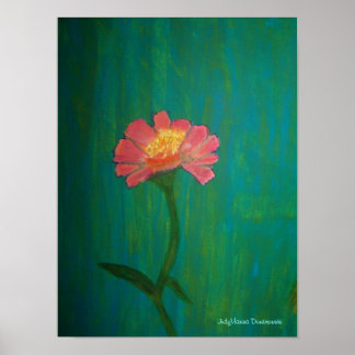 Póster La encantadora zinnia rosa