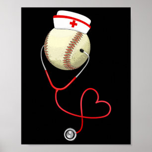 Póster La Enfermería del béisbol es graciosa para los med
