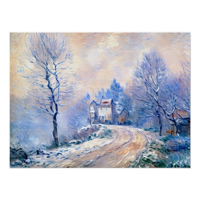 Póster La entrada a Giverny Under the Snow (Anverso)