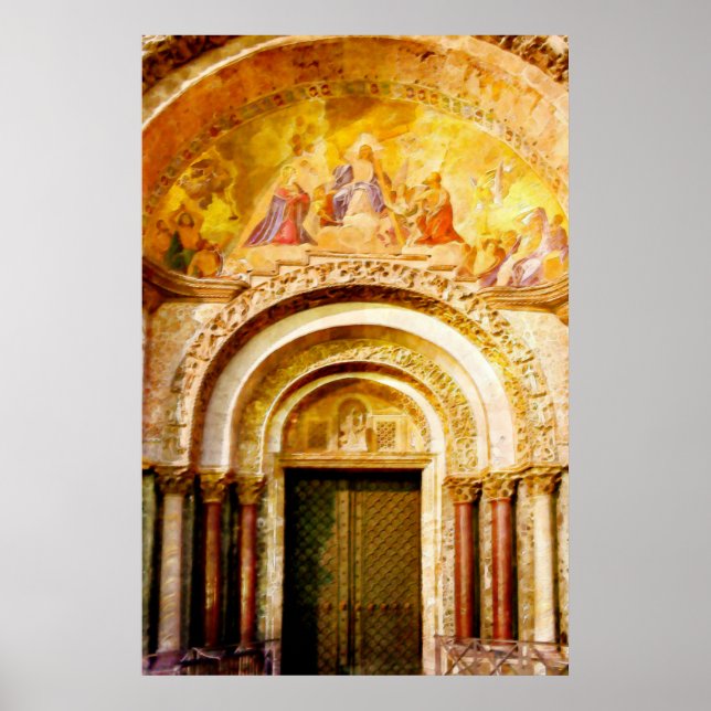Póster La entrada de la basílica de San Marcos a Venecia (Frente)