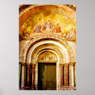 Póster La entrada de la basílica de San Marcos en Venecia
