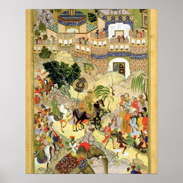Póster La entrada triunfante del emperador Akbar en Surat (Frente)
