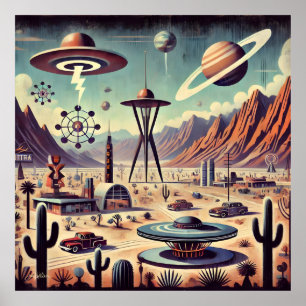 Póster La era espacial Alien el desierto Invasión Fantasí