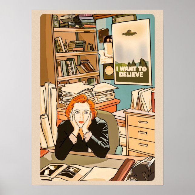 Póster La escéptica Dana Scully en la oficina de Mulder T