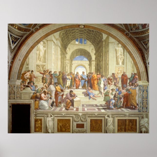 Póster La escuela de Atenas Fresco de Raffaello Sanzio (Frente)
