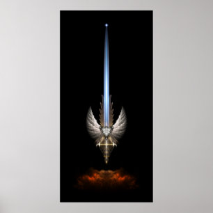 Póster La Espada Del Ala Ángel Del Arquedioso Poster Negr