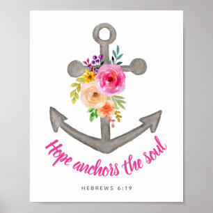 Póster La Esperanza Ancla El Poster De La Anclaje Floral 