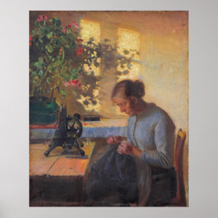 Póster La esposa de Anna Ancher masticando pescadores
