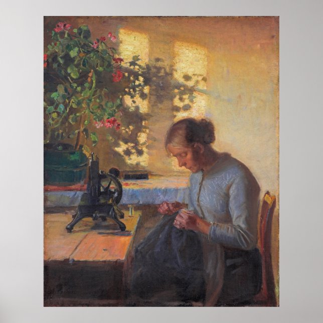 Póster La esposa de Anna Ancher masticando pescadores (Frente)