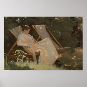 Póster La esposa del artista que se sienta en una silla