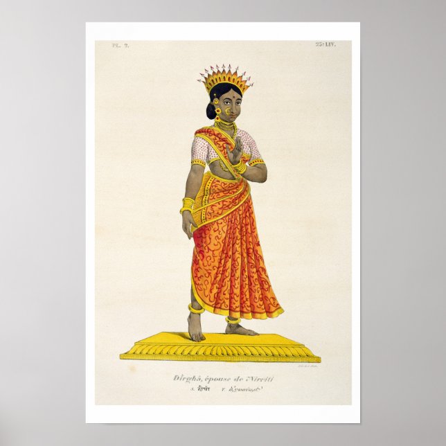 Póster La esposa Dirgha de Nirriti, grabada por C. de Mot (Frente)