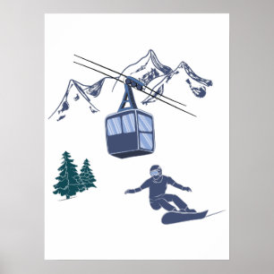 Póster La estación de esquí del pueblo con poder para el
