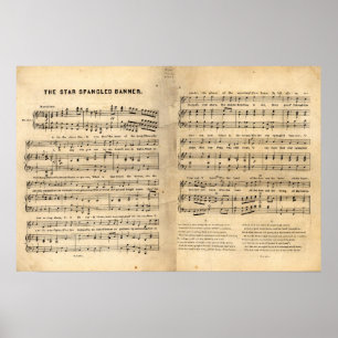 Póster La estrella del vintage Spangled letras de la hoja