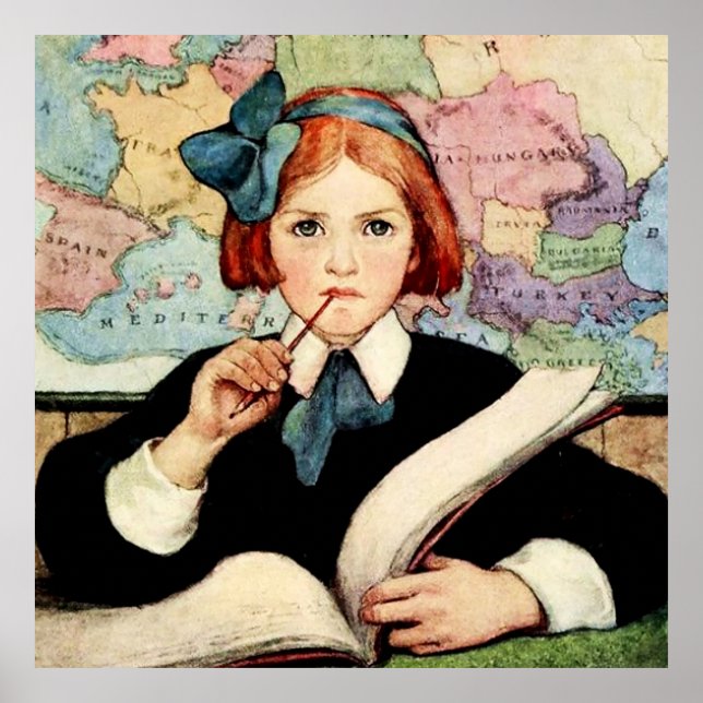 Póster La estudiosa de Jessie Willcox Smith (Frente)