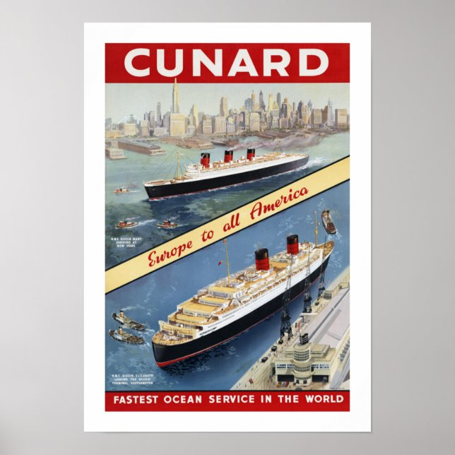 Póster La Europa de los Cunard para todos los Estados Uni (Frente)