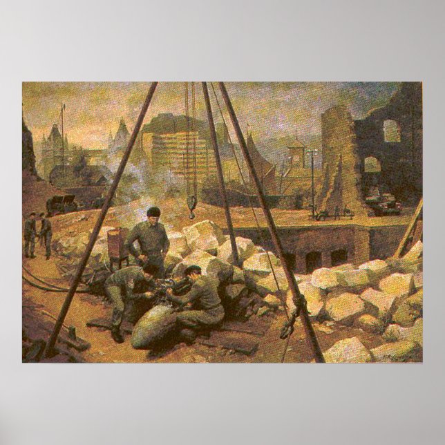 Póster La excavación británica de explosivos para bombas (Frente)