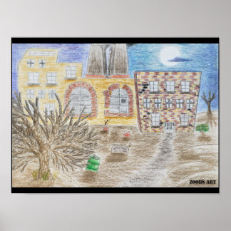 Póster La fábrica rota de maquinaria perdida