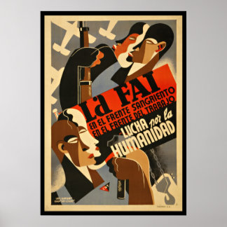 Póster LA FAI - Poster de propaganda de la guerra civil e