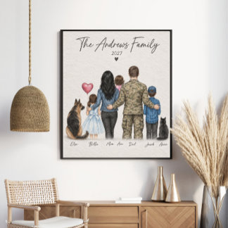 Póster La Familia Andrews 2027 Retrato Militar Personaliz