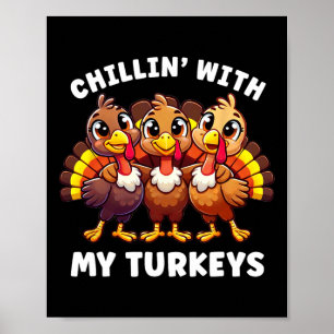 Póster La Familia De Acción De Gracias Chillin Con Mis Tu