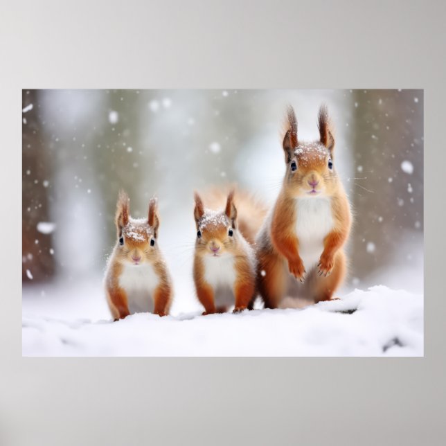 Póster La familia de los animales de ardilla (Frente)