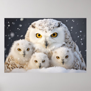 Póster La familia de los animales de búho está desapareci