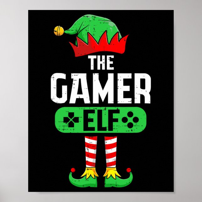 Póster La familia de Navidades de gamer Elf Xmas coincidi (Frente)