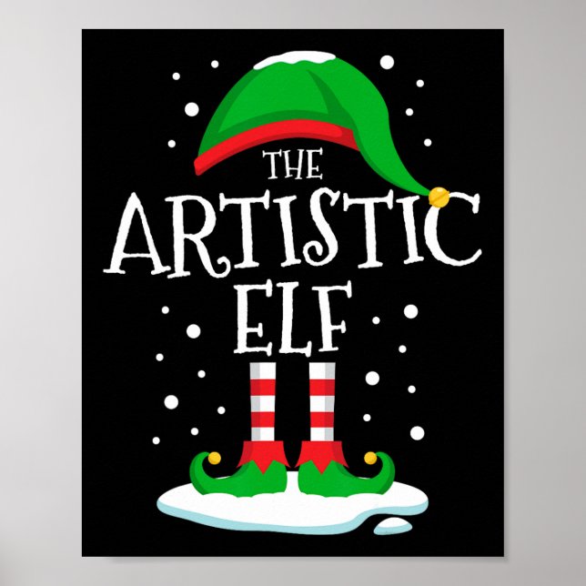 Póster La familia de Navidades elfos artísticos coincidie (Frente)