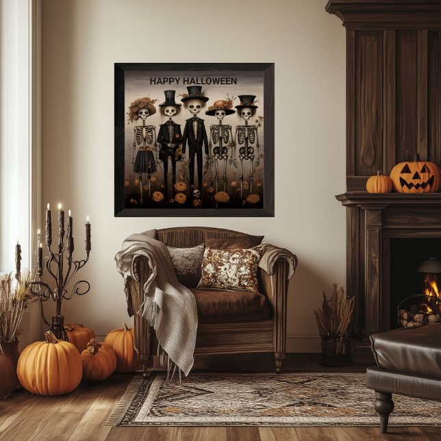 Póster La familia de Skeleton feliz Halloween (Subido por el creador)