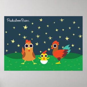 Póster La familia del pollo en la noche