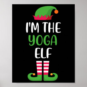 Póster La Familia Elfa de Yoga Navidad Grupo Divertido