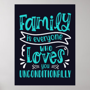Póster La Familia Es Todo El Que Te Ama Incondicionalment