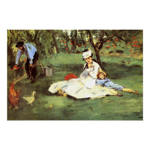 Póster La familia Monet en su jardín Edouard Manet