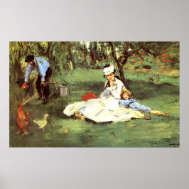 Póster La familia Monet en su jardín Edouard Manet