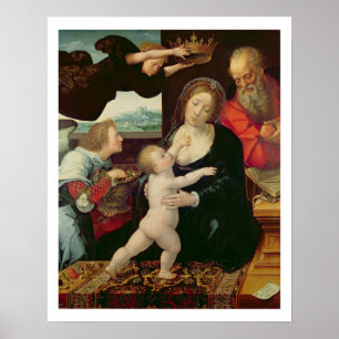 Póster La familia santa, 1522 (aceite en el panel)