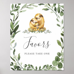 Póster La familia Sloth Baby Shower favorece el Rótulo