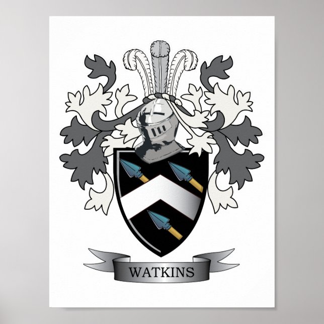 Póster La familia Watkins Crest Coat of Arms (Frente)
