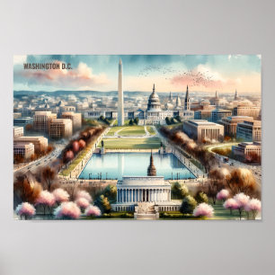 Póster La famosa acuarela de Washington DC