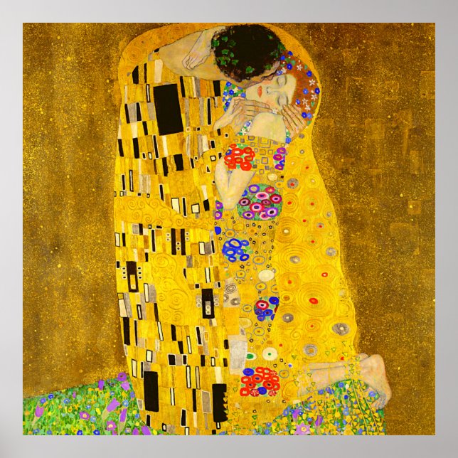 Póster La famosa pintura de Gustav Klimt en The Kiss. (Frente)
