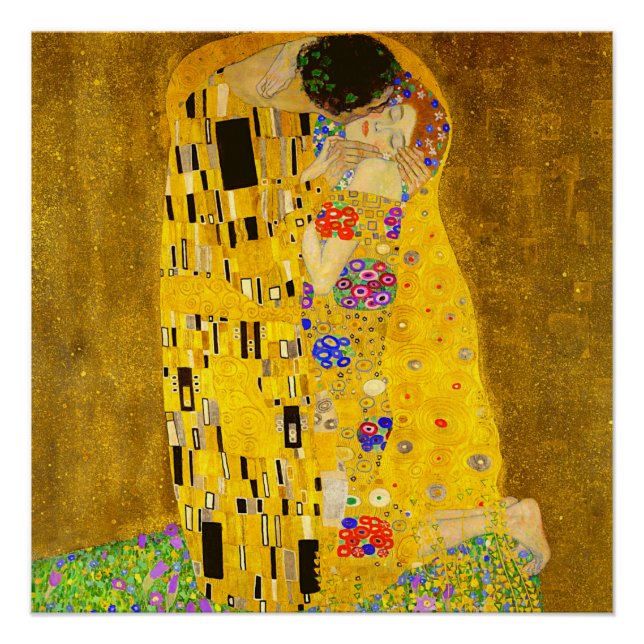 Póster La famosa pintura de Gustav Klimt en The Kiss. (Anverso)