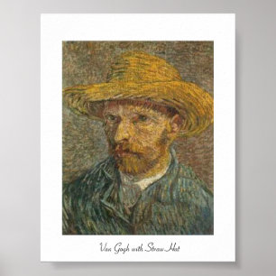 Póster La famosa pintura de Van Gogh con Gorra de paja,