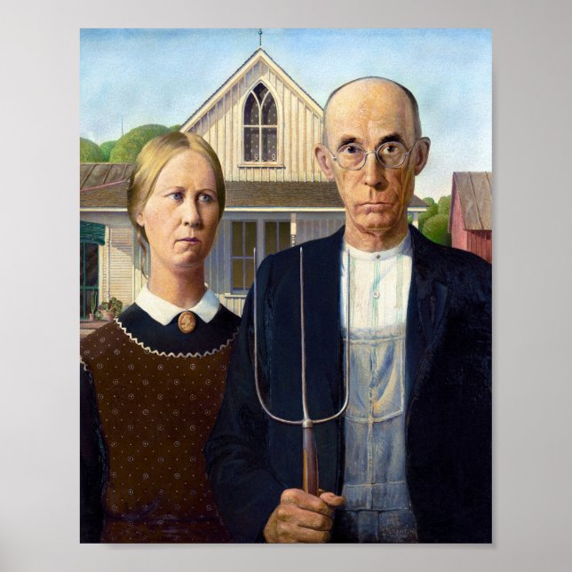 Póster La famosa pintura gótica estadounidense de Grant W (Frente)