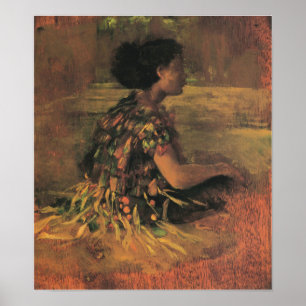 Póster La Farge - Girl In Grass Dress 1890