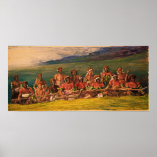 Póster La Farge - Jefes y ejecutantes en danza de guerra 