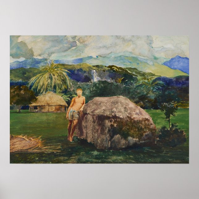 Póster La Farge - La tumba de un jefe 1890 (Frente)